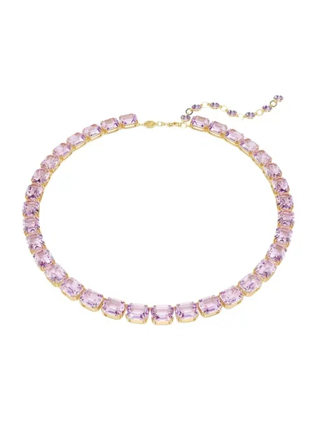 Lniany naszyjnik Swarovski z kamieniami żółty