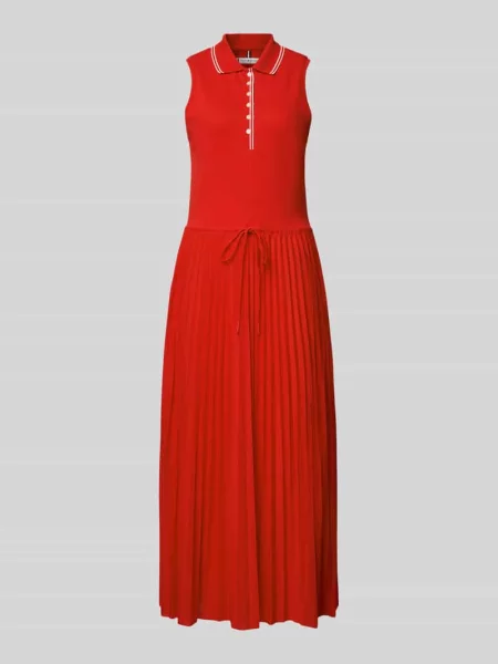 Sukienka casualowa taliowana z mieszanki bawełny Tommy Hilfiger czerwona