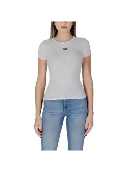 Kochanie szyja koszulka Tommy Jeans z krótkim rękawem klasyczna biała