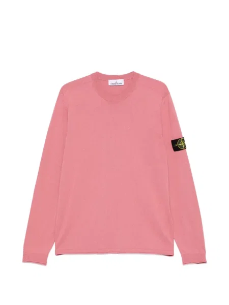 Pulover Stone Island cu decolteu rotund cu strasuri roz