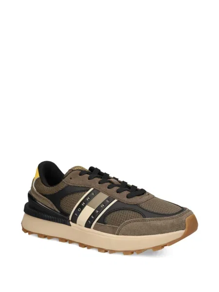 Sneakerși Tommy Jeans din piele de căprioară verde