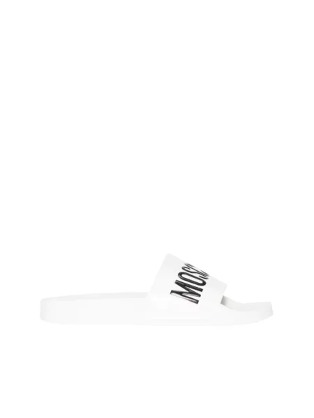 Klapki Moschino z logo białe