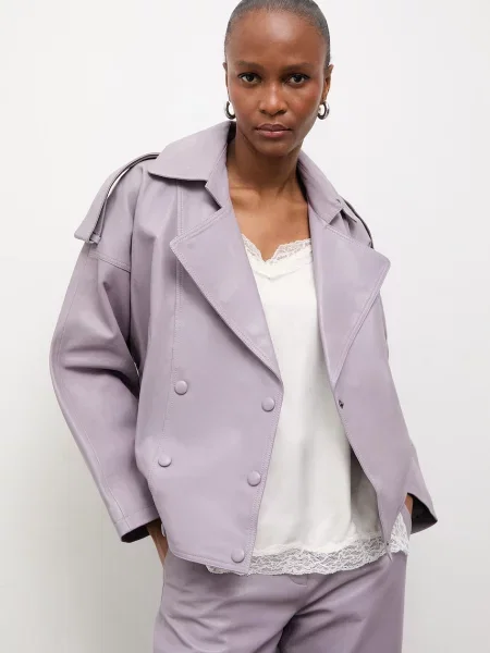 Answear.LAB jachetă pentru femei din piele CHARLOTTE Unscripted Collection violet