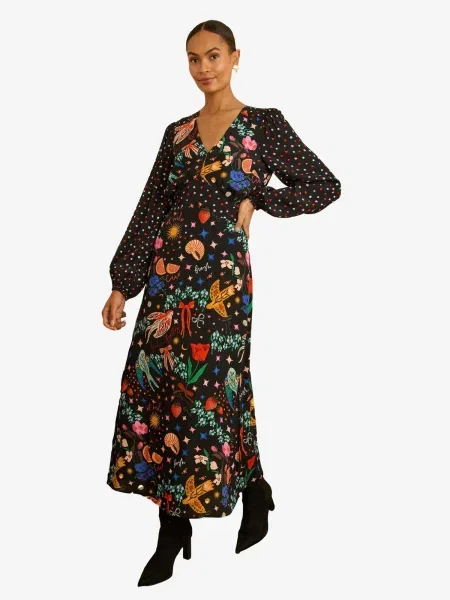 Love & roses Rochie verde deschis / portocaliu / roșu negru