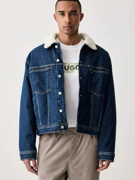 Tommy Jeans κοντό μπουφάν ανδρικό ντένιμ μπλε