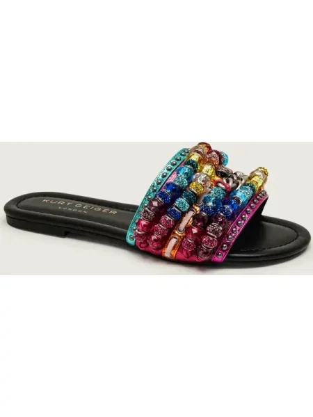 Kurt Geiger Șlapi SOUTHBANK BEADED cu adaos de piele negru