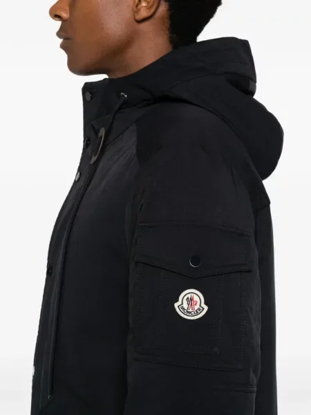 Μπουφάν παρκά Moncler με κουκούλα μπλε