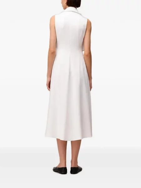 Rochie midi Retori fără mâneci drapată alb