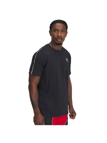 Tricou Under Armour Icon HWT Tee Taping Black/ White S alb