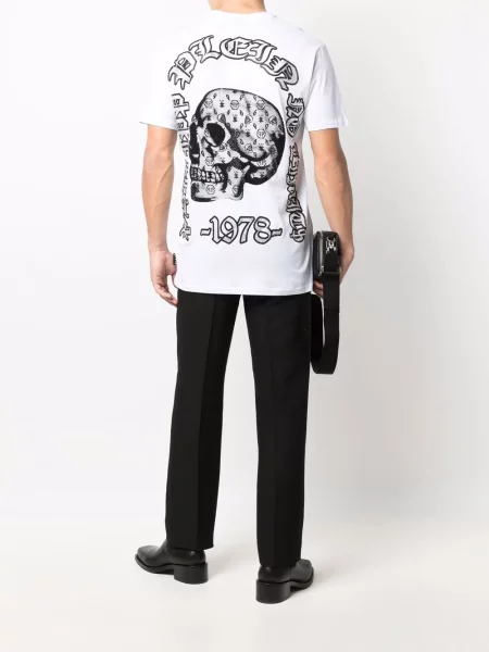Kalnų krištolas marškinėliai Philipp Plein balta