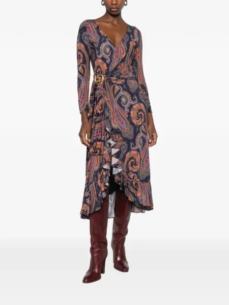 Rochie Etro cu imagine cu model paisley albastru