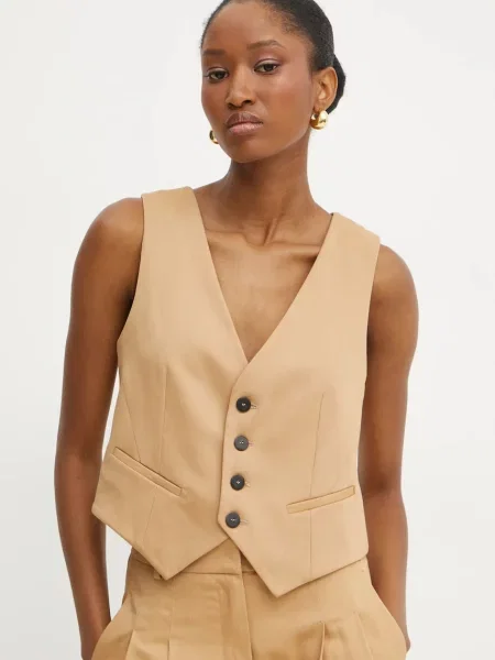 Forte Forte kamizelka z domieszką wełny żółta