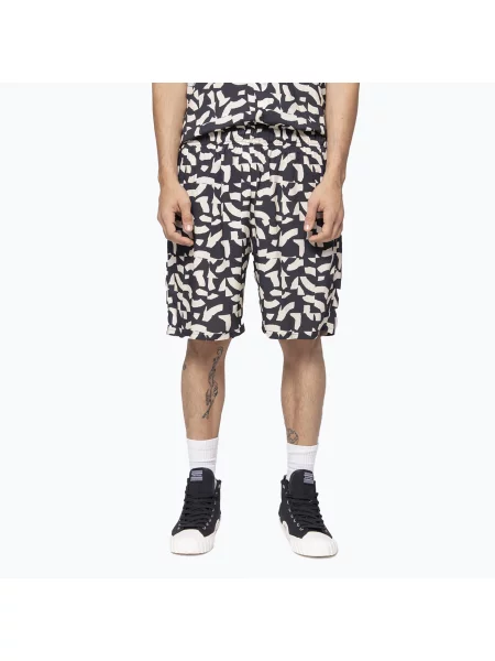 Pantaloni scurți pentru bărbați Kaotiko Geo Abstract black/ivory negru