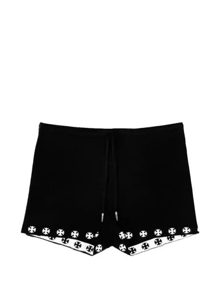 Pantaloni scurți Chrome Hearts cu imagine cu motiv cu inimi cu cordon negru