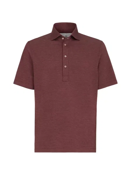 Tricou polo Brunello Cucinelli de lână cu guler italian roșu