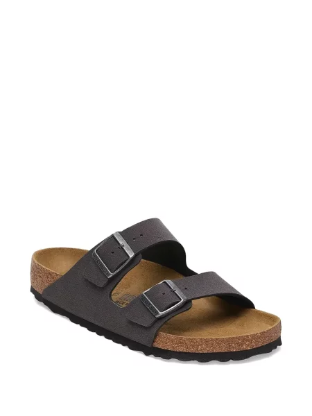 Papuci Birkenstock din piele de căprioară gri