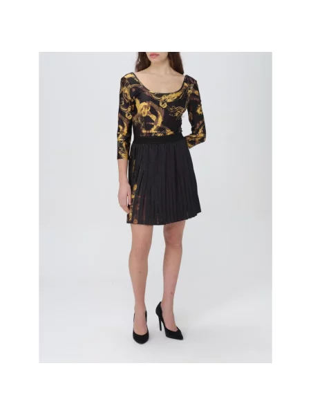 Spódnica jeansowa Versace Jeans Couture z nadrukiem czarna