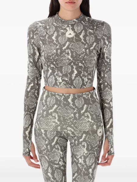 Długi top Adidas By Stella Mccartney z nadrukiem w wężowy wzór szary