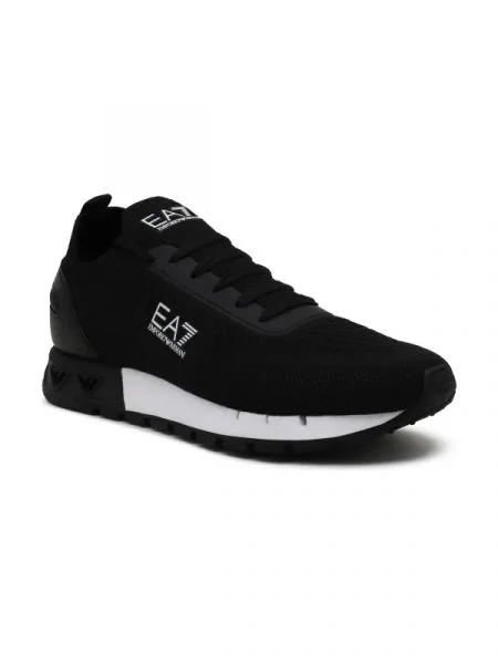 Sneakers tornacipő bőr hozzáadásával fekete