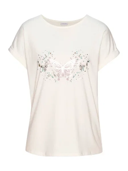VIVANCE Tricou safir / gri / roz / lână alb
