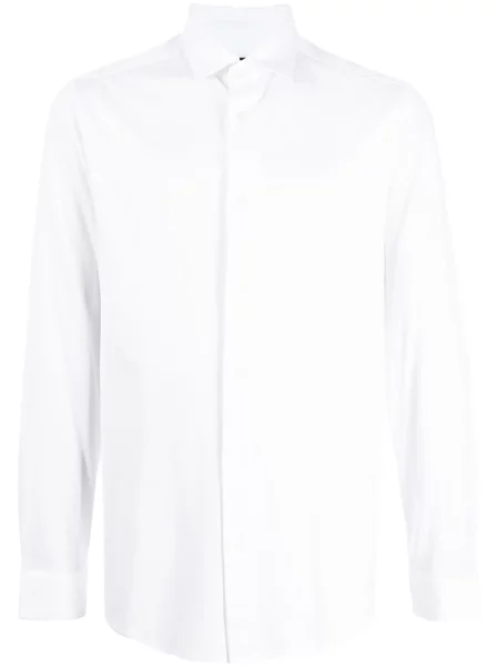 Cămașă Emporio Armani din jerseu lungă alb