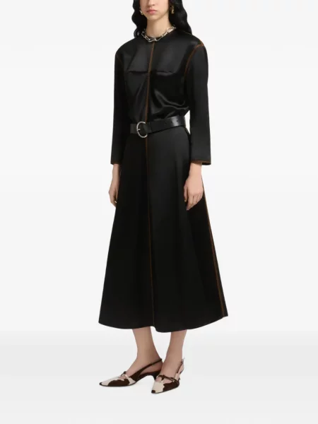 Lung rochie Marni din satin cu mâneci lungi negru