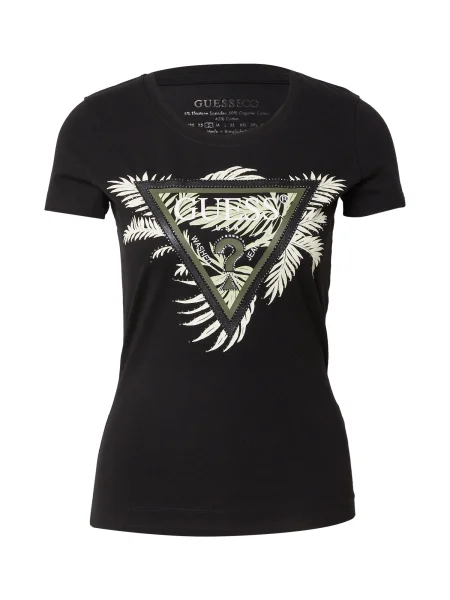 GUESS Tricou oliv / verde pastel alb negru