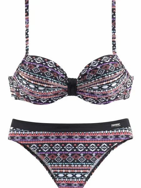 LASCANA Bikiny marine modrá / fialová / pastelově červená bílá