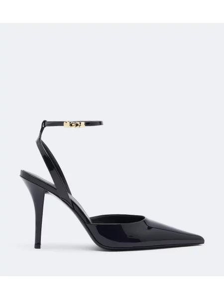 Pantofi cu toc Balmain din piele de lac slingback negru
