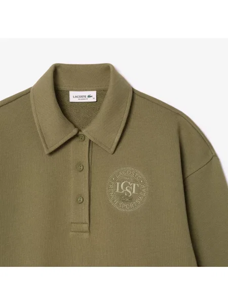 Lacoste Bluza Z Haftowanym Kołnierzykiem Polo zielona