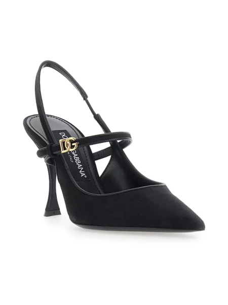 Czółenka Dolce And Gabbana zamszowa z otwartą piętą czarna