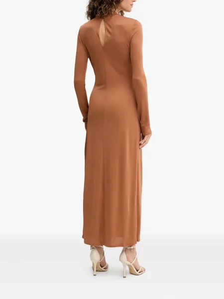 Rochie maxi Twinset cu cataramă lungă de costum maro