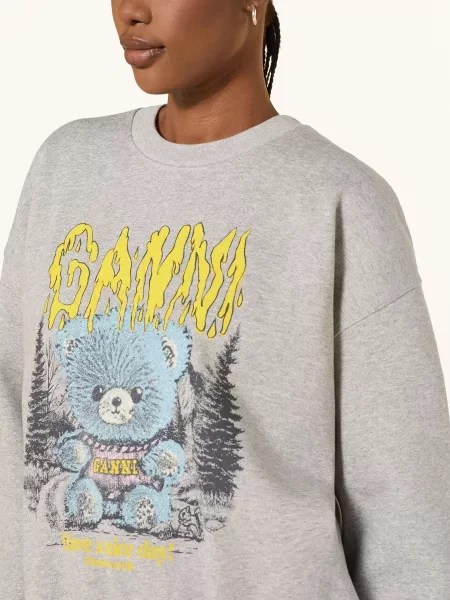 Ganni Oversized Mikina S Ozdobnými Kamínky / černošedá / žlutá šedá