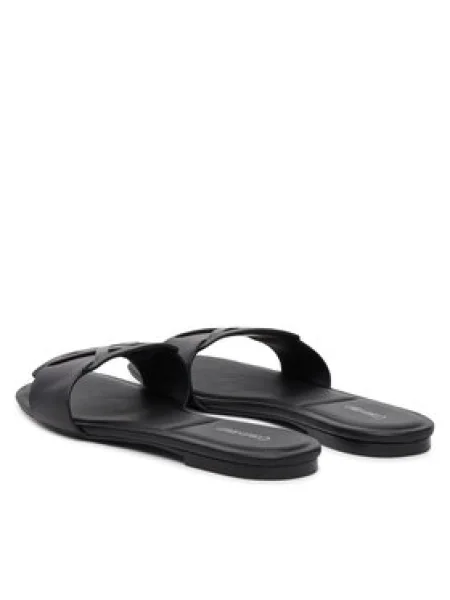 Papucs Calvin Klein Square Flat Sandal Emblem fekete
