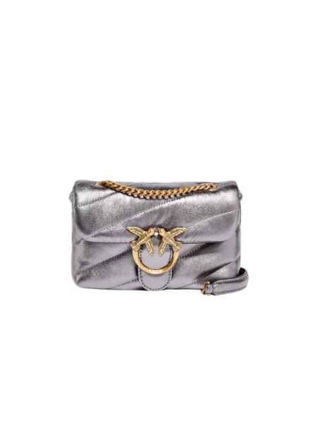 Torebka crossbody Pinko skórzana szara
