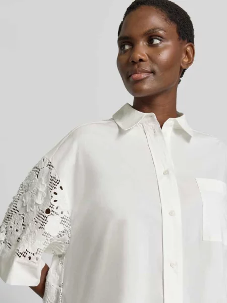 Bluzka z krótkim rękawem o kroju relaxed fit z czystej bawełny model KALI' Essentiel Antwerp biała