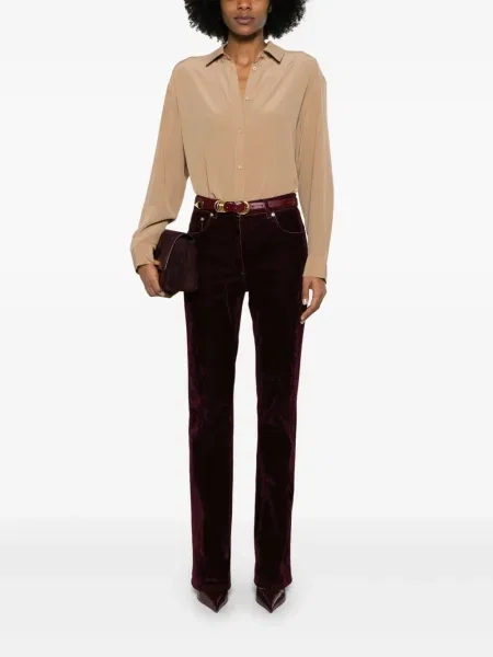 Pantaloni Ferragamo de catifea roșu