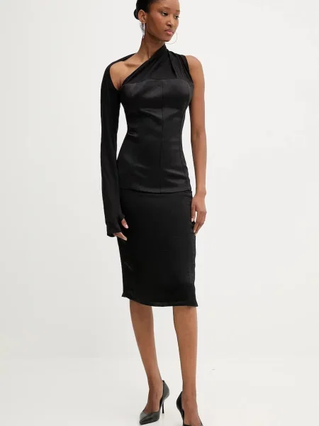 PRESSIAT bluzka wełniana gładka czarny