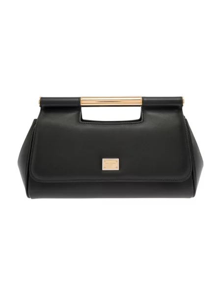 Torebka skórzana Dolce And Gabbana skórzana z nadrukiem zwierzęcym elegancka czarna