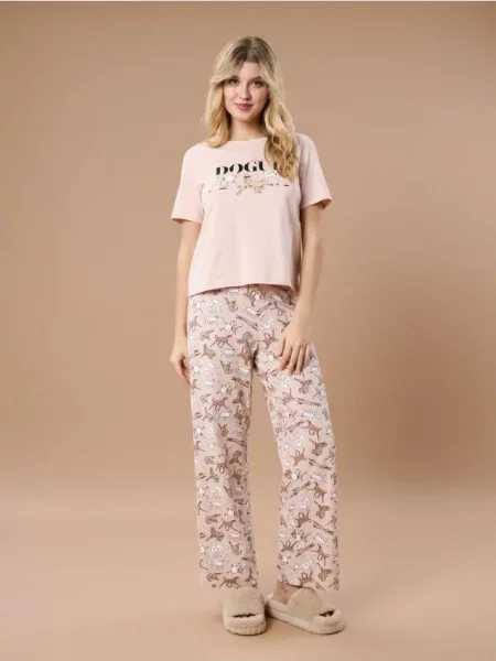 Двокомплектна піжама пастельний рожевий