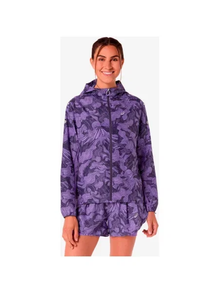 Kurtka z kapturem ASICS Fujitrail Packable S fioletowa