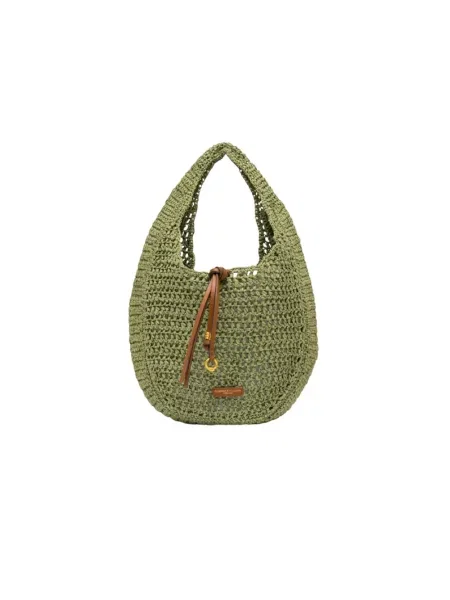 Lniana torebka hobo Gianni Chiarini zielona