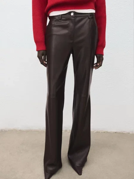 Штани повсякденні MANGO темно-коричневий коричневі