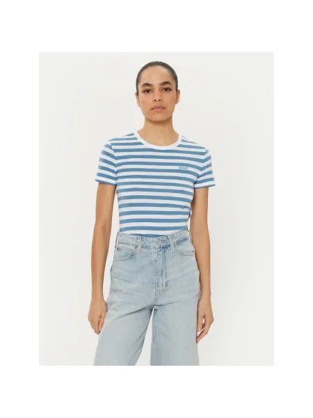 BOSS Póló C_Esla_Striped Regular Fit kék