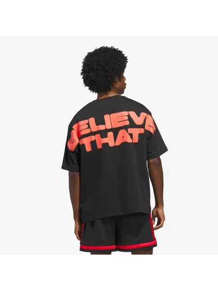 T-shirt adidas Anted Tee Black/ Solid Red XL μαύρο