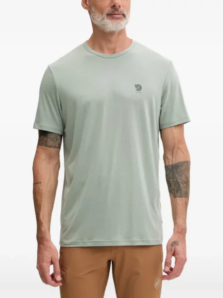 Tricou Fjallraven cu imagine cu decolteu rotund verde