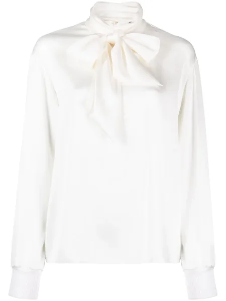 Top Ralph Lauren Collection cu funde din satin alb
