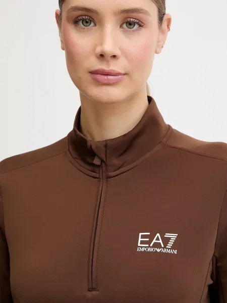 Свитер Ea7 Emporio Armani с принтом коричневый