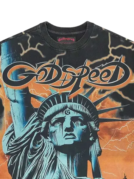 Tricou Godspeed cu imagine negru