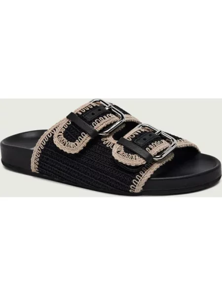 Weekend MaxMara Șlapi WKABONITO cu adaos de piele negru